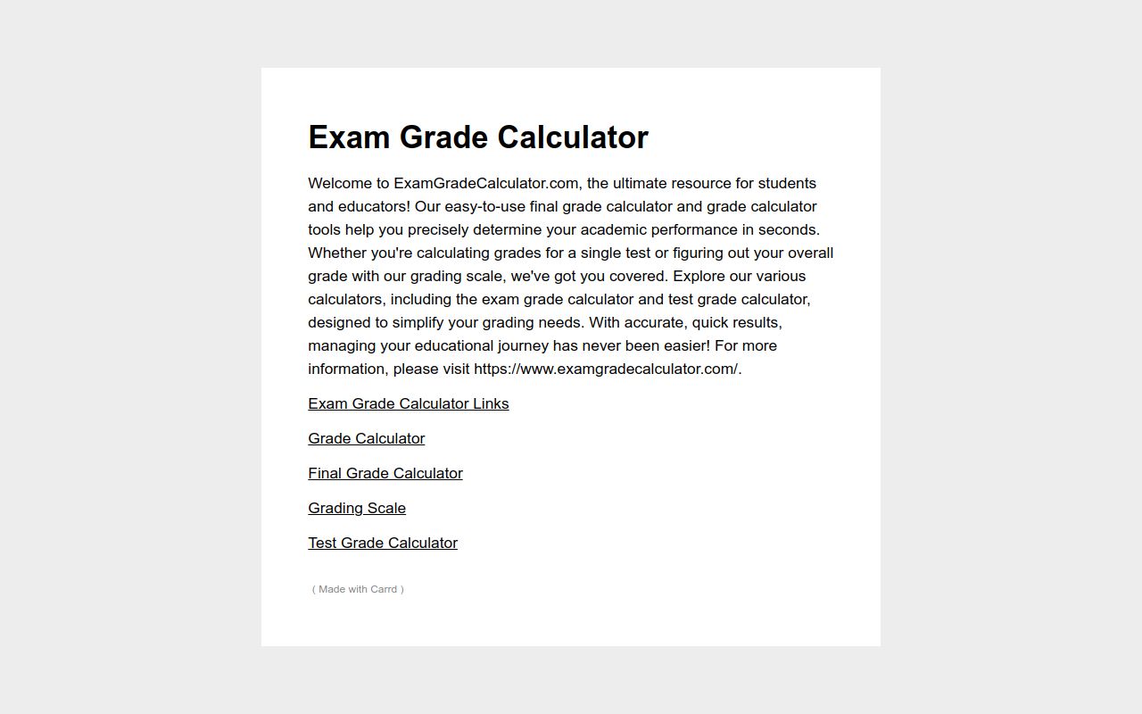 Exam grade calculator